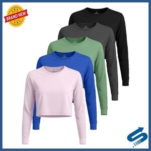 Dry-Fit Long Sleeve Crop Top - Moisture Wicking Workout Shirt - Plus Size